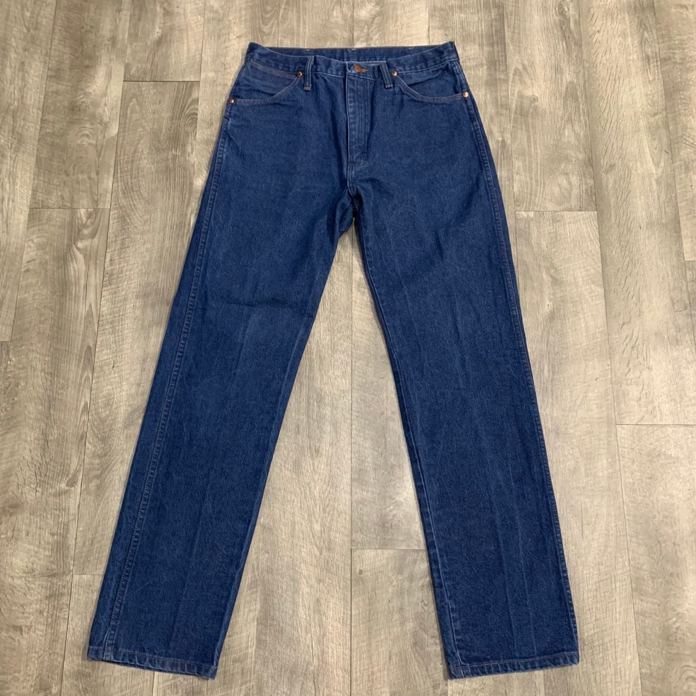 Wrangler Straight Leg Jeans Dark Wash Men's 34x34 Classic Western Denim
